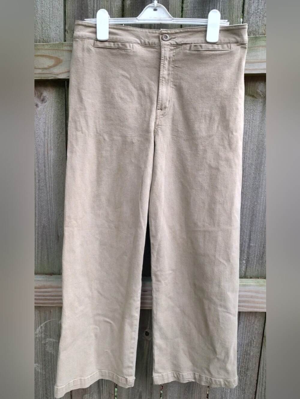 🏵️ Madewell Khaki Curvy Emmett Wide Leg Cotton Denim Pants